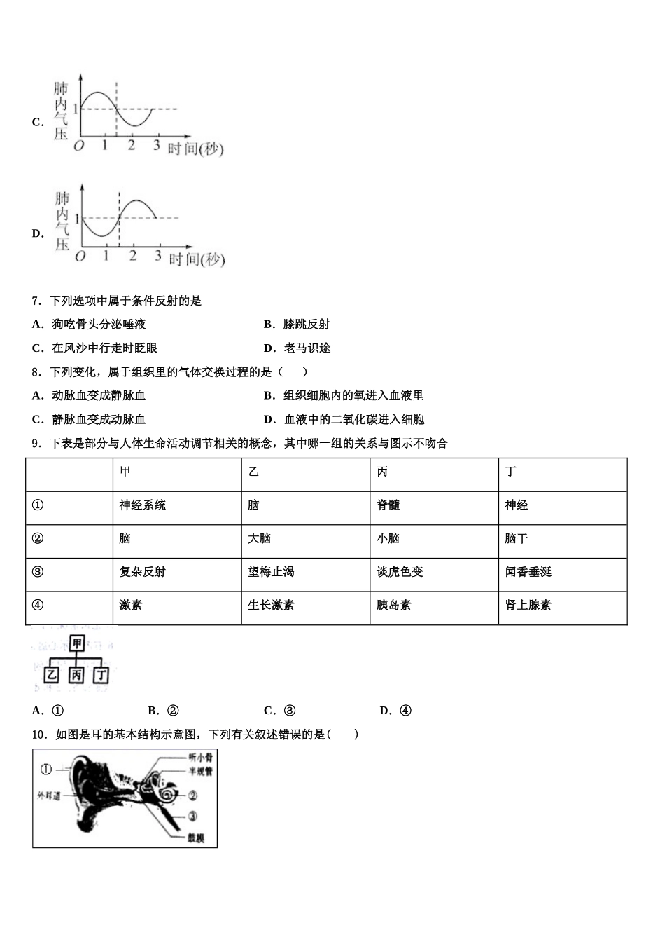 2024-2025学年河北石家庄新华区42中学七年级生物第二学期期末达标检测模拟试题含解析_第2页