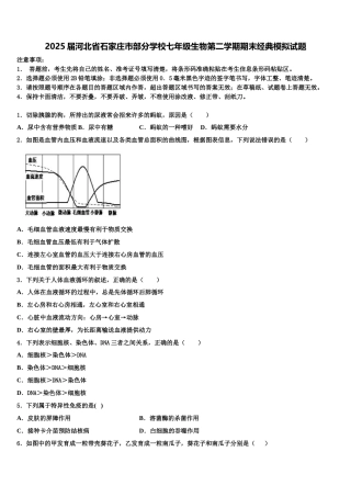 2025届河北省石家庄市部分学校七年级生物第二学期期末经典模拟试题含解析