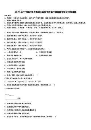 2025年三门峡市重点中学七年级生物第二学期期末复习检测试题含解析
