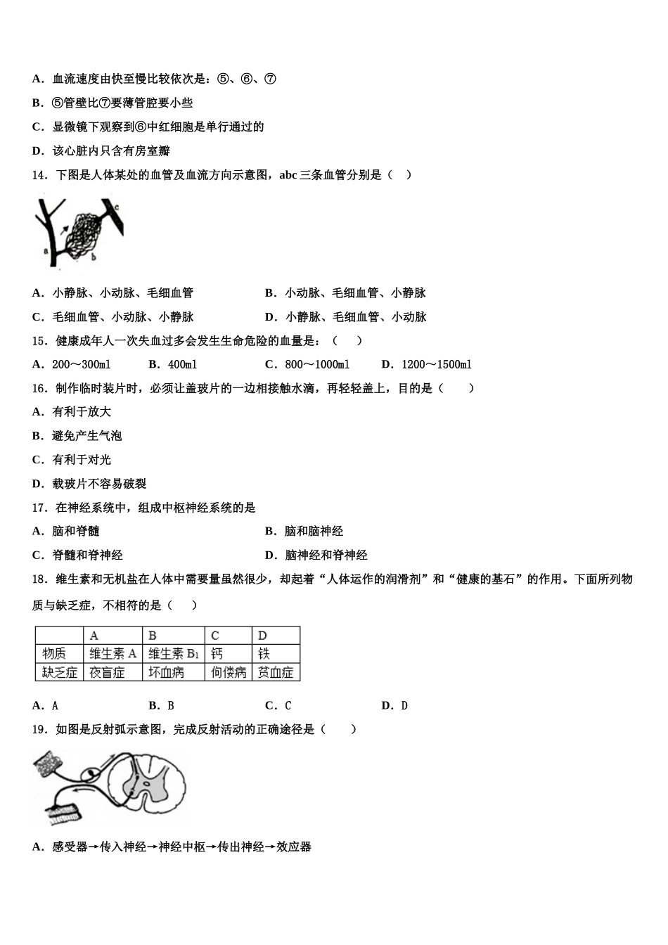2025年河南省周口市沈丘县生物七下期末综合测试模拟试题含解析_第3页