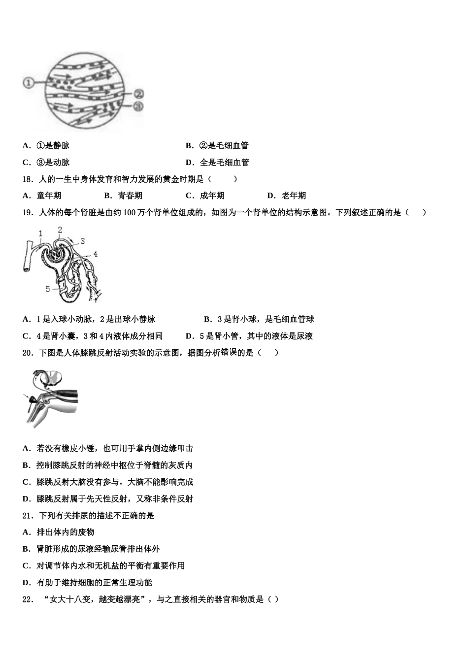 2025年河南省商水县七年级生物第二学期期末联考模拟试题含解析_第3页