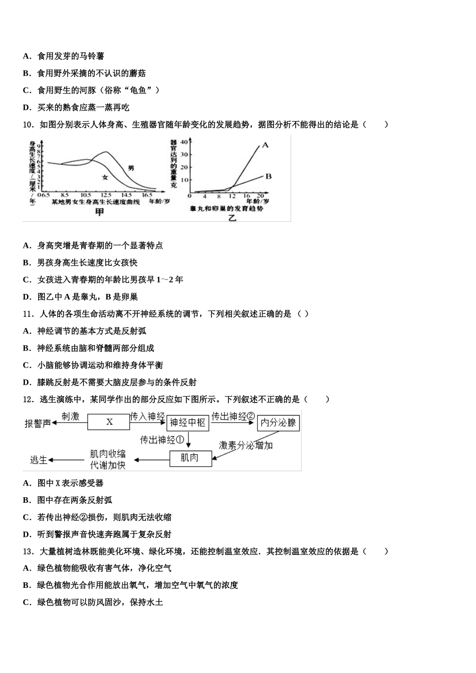 2025年河南省郑州市郑州枫杨外国语学校七年级生物第二学期期末经典试题含解析_第2页