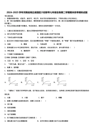 2024-2025学年河南省商丘梁园区六校联考七年级生物第二学期期末统考模拟试题含解析