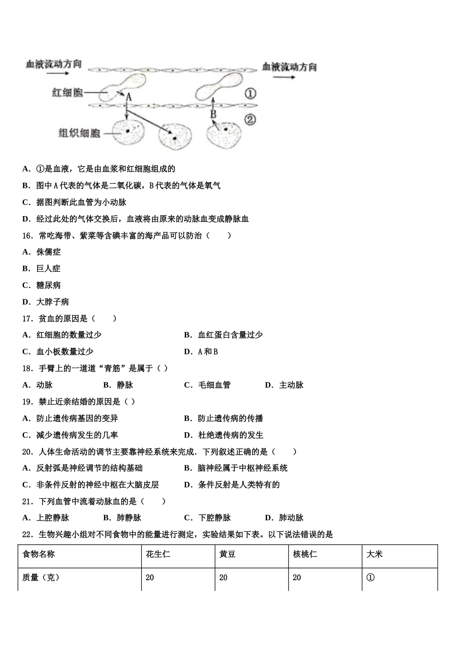 2025届河南大附中七年级生物第二学期期末经典试题含解析_第3页