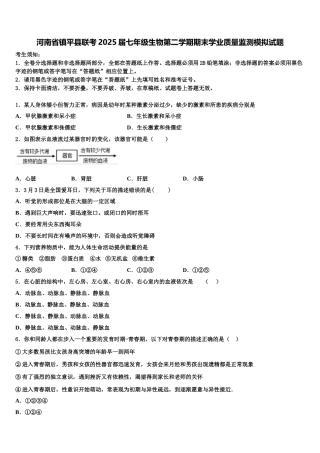 河南省镇平县联考2025届七年级生物第二学期期末学业质量监测模拟试题含解析