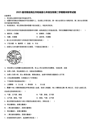 2025届河南省商丘市柘城县七年级生物第二学期期末联考试题含解析