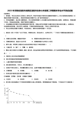2025年河南省洛阳市涧西区洛阳市生物七年级第二学期期末学业水平测试试题含解析
