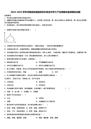 2024-2025学年河南省柘城县张桥乡联合中学七下生物期末监测模拟试题含解析