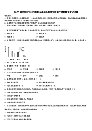 2025届河南省邓州市张村乡中学七年级生物第二学期期末考试试题含解析