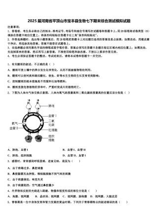 2025届河南省平顶山市宝丰县生物七下期末综合测试模拟试题含解析