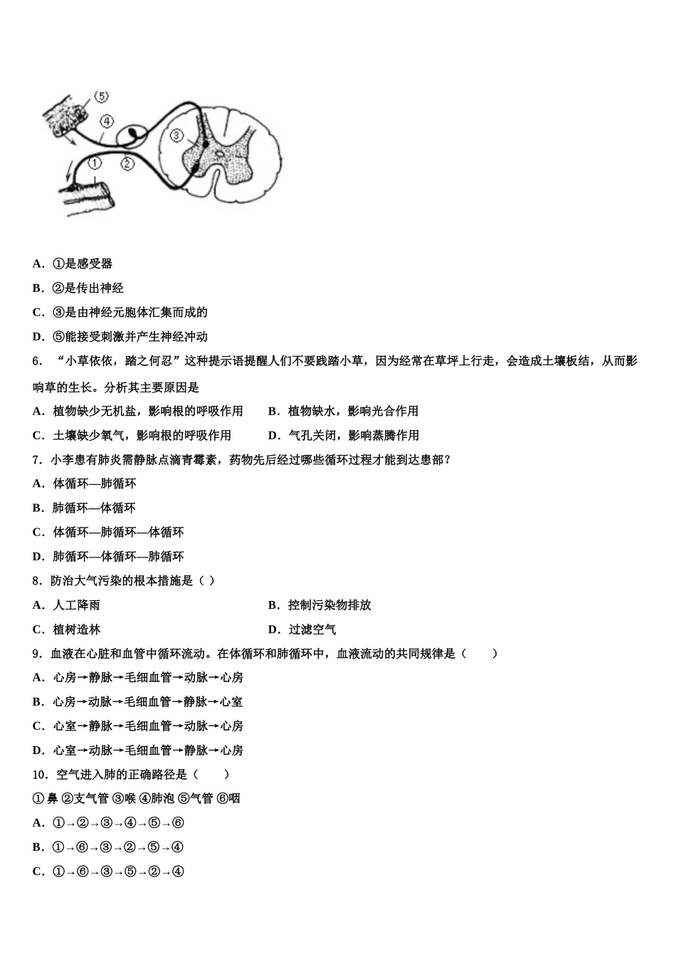 重庆市第一中学2025届七下生物期末综合测试试题含解析_第2页