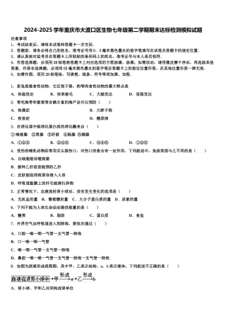 2024-2025学年重庆市大渡口区生物七年级第二学期期末达标检测模拟试题含解析