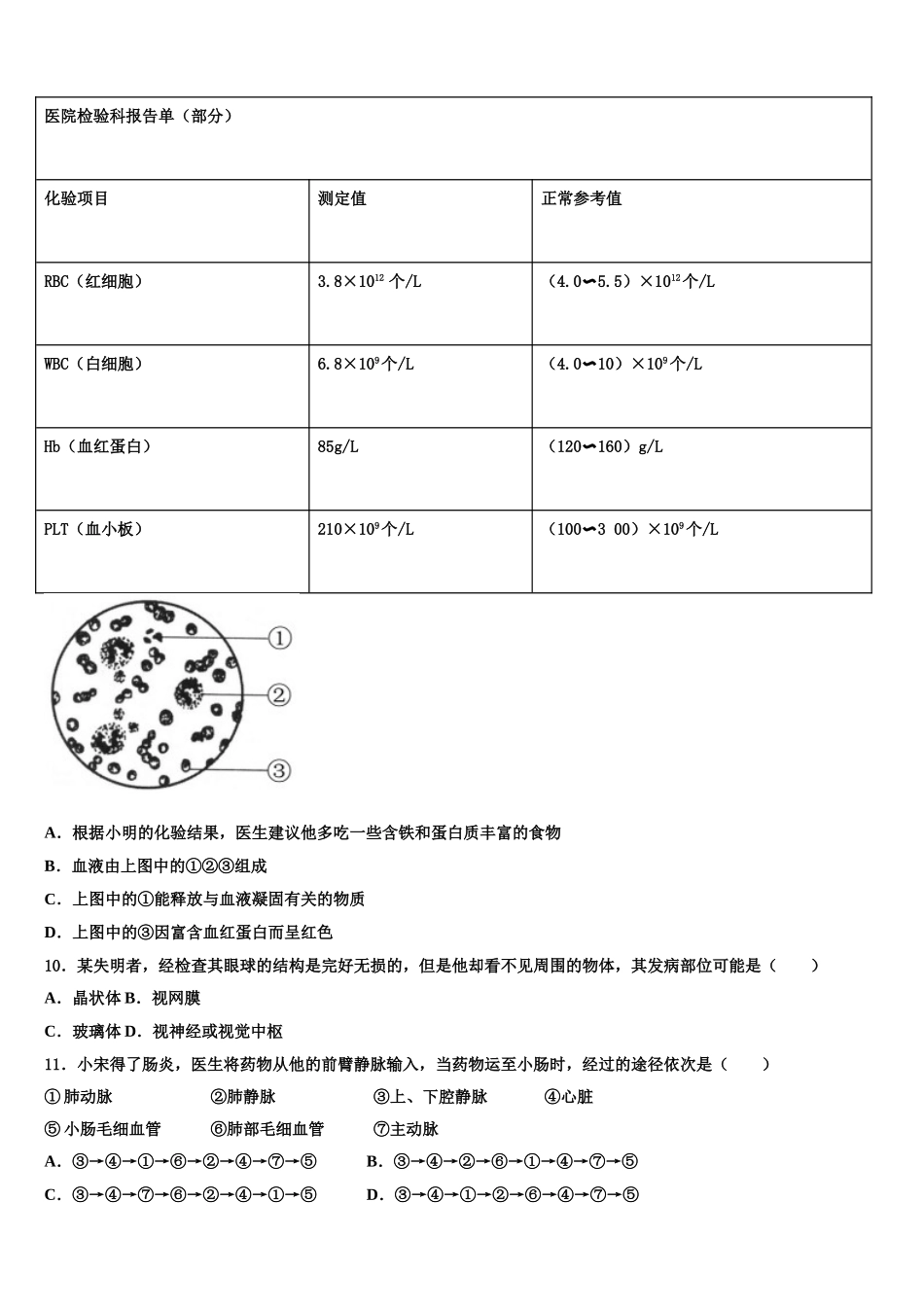 2025届重庆涪陵区七下生物期末经典模拟试题含解析_第2页