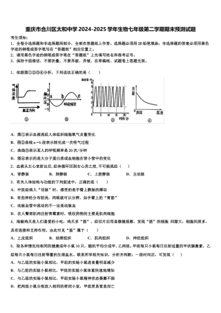 重庆市合川区太和中学2024-2025学年生物七年级第二学期期末预测试题含解析