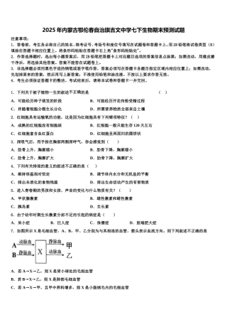2025年内蒙古鄂伦春自治旗吉文中学七下生物期末预测试题含解析