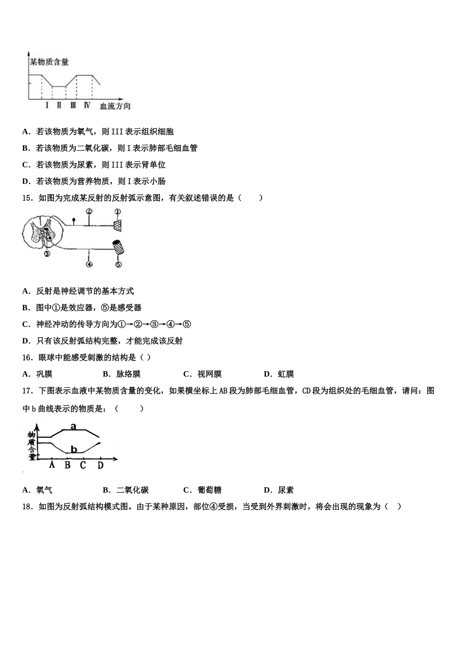 包头市和平中学2024-2025学年生物七下期末达标检测模拟试题含解析_第3页