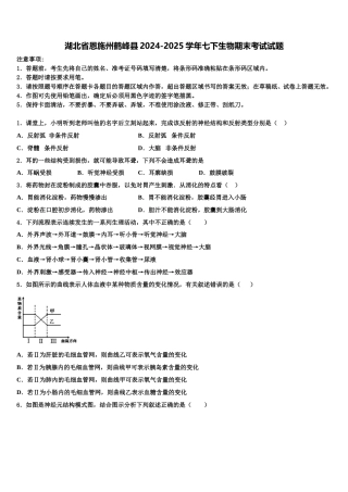 湖北省恩施州鹤峰县2024-2025学年七下生物期末考试试题含解析