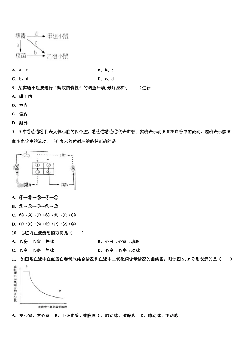 湖北恩施沐抚大峡谷2024-2025学年生物七年级第二学期期末经典试题含解析_第2页