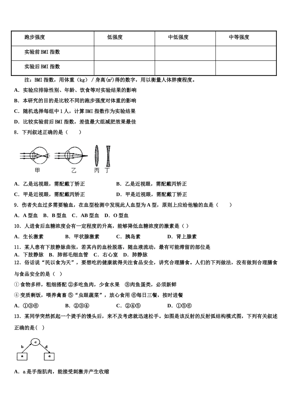 湖北省枣阳市鹿头镇初级中学2024-2025学年七下生物期末预测试题含解析_第2页