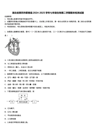 湖北省黄冈市蕲春县2024-2025学年七年级生物第二学期期末检测试题含解析