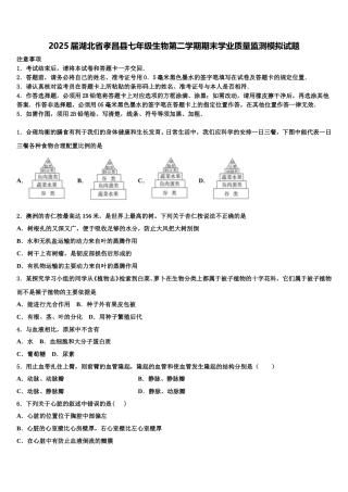 2025届湖北省孝昌县七年级生物第二学期期末学业质量监测模拟试题含解析