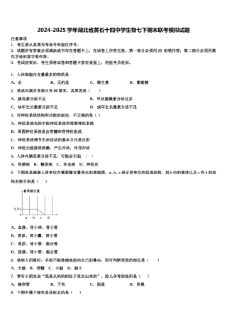 2024-2025学年湖北省黄石十四中学生物七下期末联考模拟试题含解析