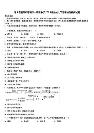 湖北省襄阳市枣阳市太平三中学2025届生物七下期末检测模拟试题含解析