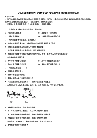 2025届湖北省天门市佛子山中学生物七下期末质量检测试题含解析
