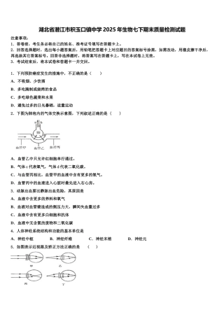 湖北省潜江市积玉口镇中学2025年生物七下期末质量检测试题含解析