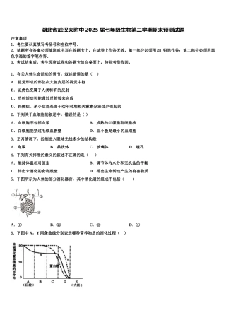 湖北省武汉大附中2025届七年级生物第二学期期末预测试题含解析
