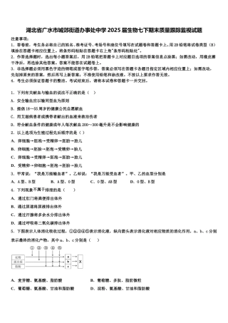 湖北省广水市城郊街道办事处中学2025届生物七下期末质量跟踪监视试题含解析