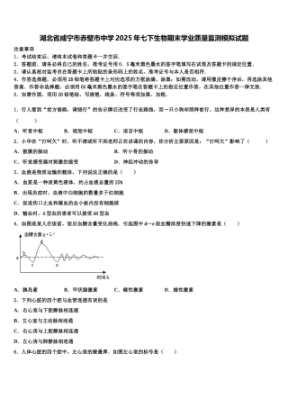 湖北省咸宁市赤壁市中学2025年七下生物期末学业质量监测模拟试题含解析