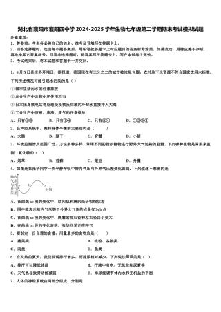湖北省襄阳市襄阳四中学2024-2025学年生物七年级第二学期期末考试模拟试题含解析