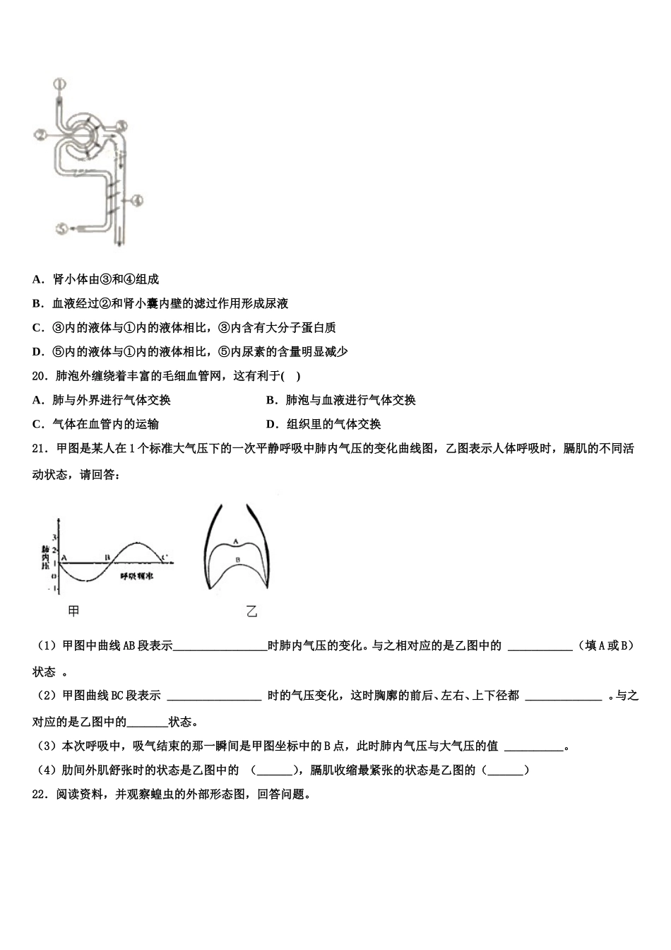 2024-2025学年湖北省随州市广水市西北协作区生物七年级第二学期期末质量检测试题含解析_第3页