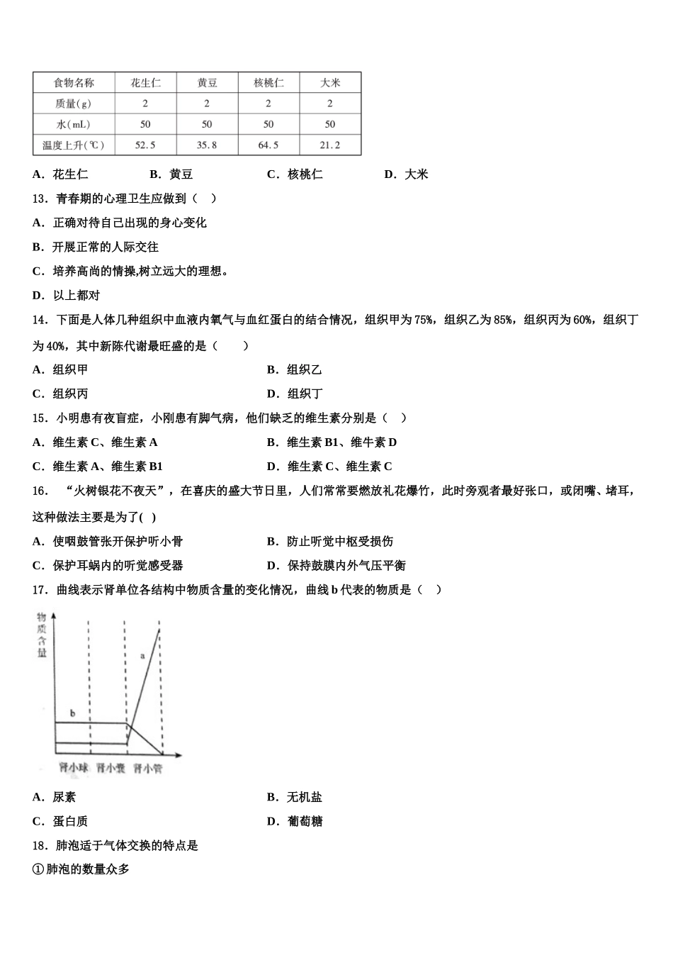 湖北省十堰市十堰外国语学校2025年生物七年级第二学期期末复习检测模拟试题含解析_第3页
