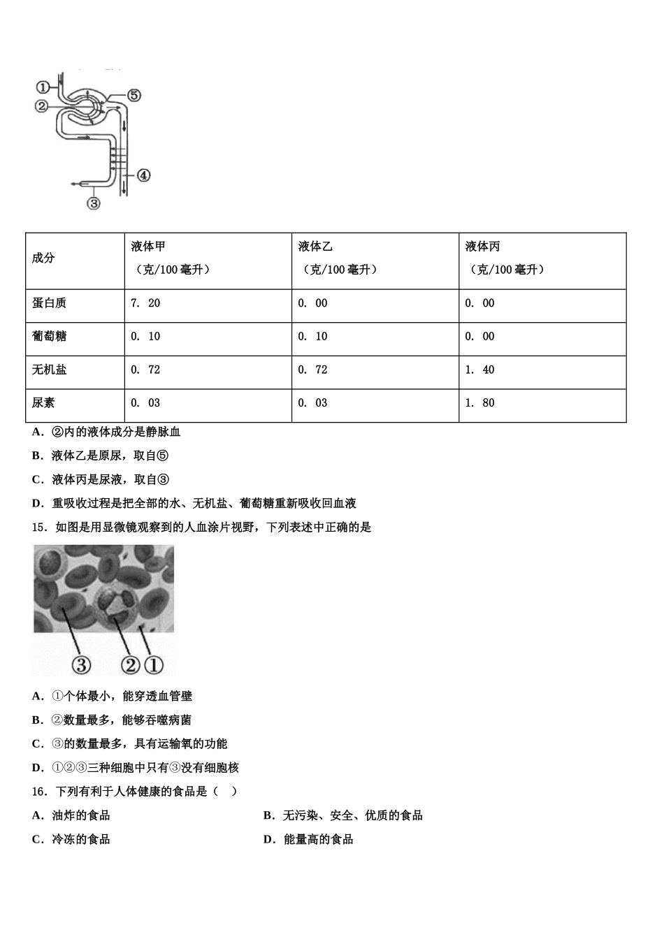 广西南宁八中学2025年生物七下期末质量检测模拟试题含解析_第3页