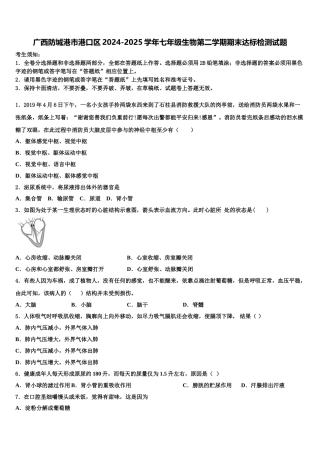 广西防城港市港口区2024-2025学年七年级生物第二学期期末达标检测试题含解析