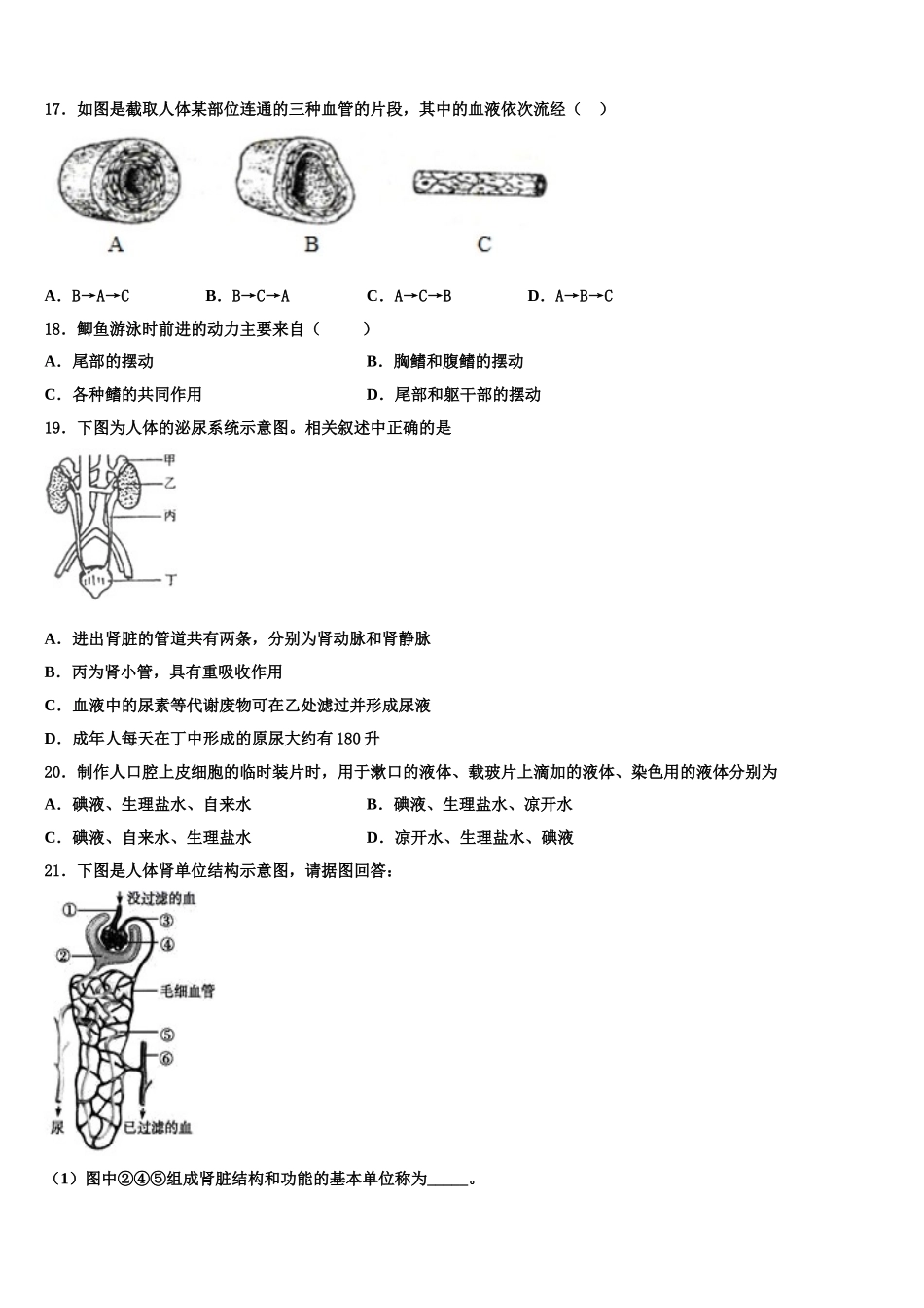 2025年广西南宁市第二中学七年级生物第二学期期末联考试题含解析_第3页