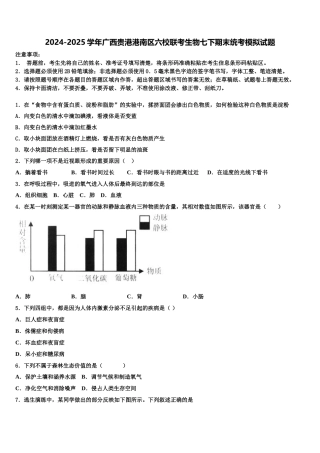 2024-2025学年广西贵港港南区六校联考生物七下期末统考模拟试题含解析