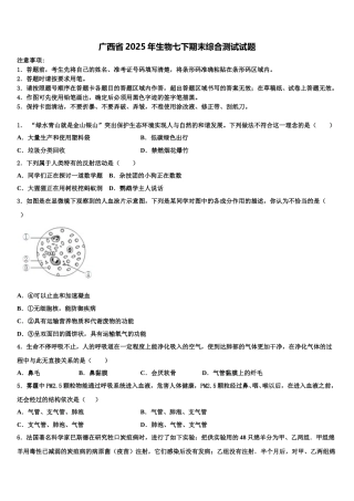 广西省2025年生物七下期末综合测试试题含解析