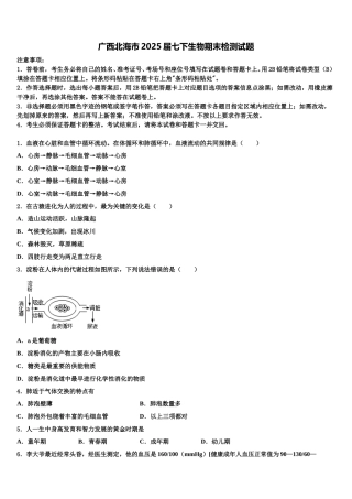 广西北海市2025届七下生物期末检测试题含解析