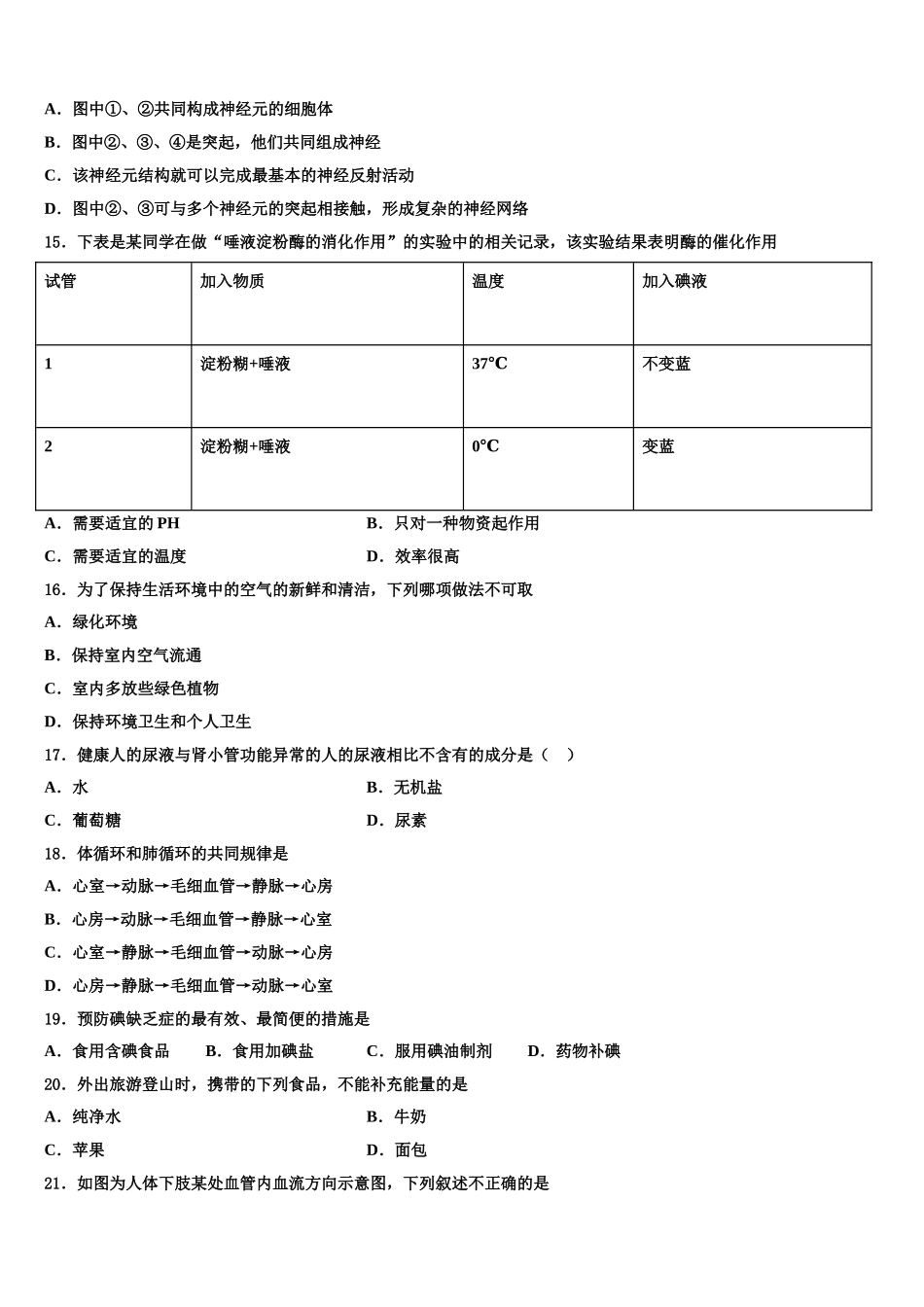 2025年广西玉林陆川县联考生物七下期末质量检测模拟试题含解析_第3页