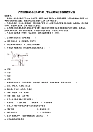广西省贺州市名校2025年七下生物期末教学质量检测试题含解析