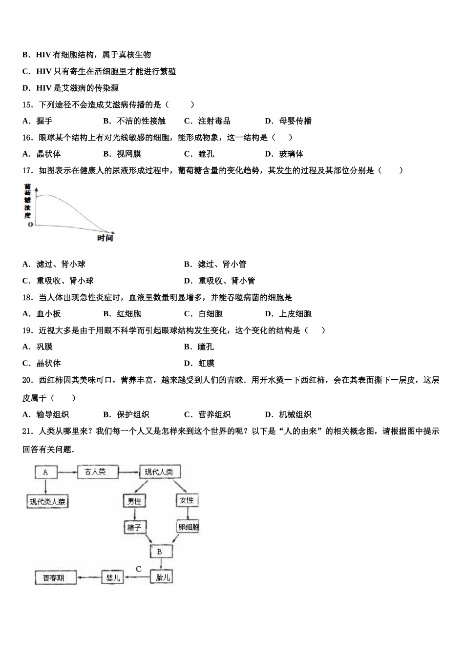 广西百色市德保县2025年生物七年级第二学期期末调研试题含解析_第3页