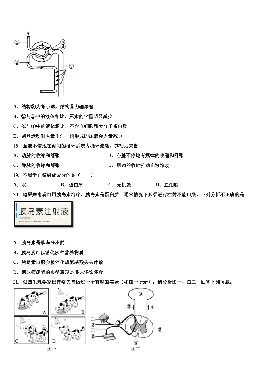 2025年广西岑溪市七年级生物第二学期期末学业质量监测模拟试题含解析_第3页