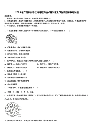 2025年广西钦州市钦州港经济技术开发区七下生物期末联考试题含解析