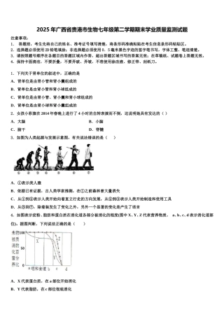 2025年广西省贵港市生物七年级第二学期期末学业质量监测试题含解析