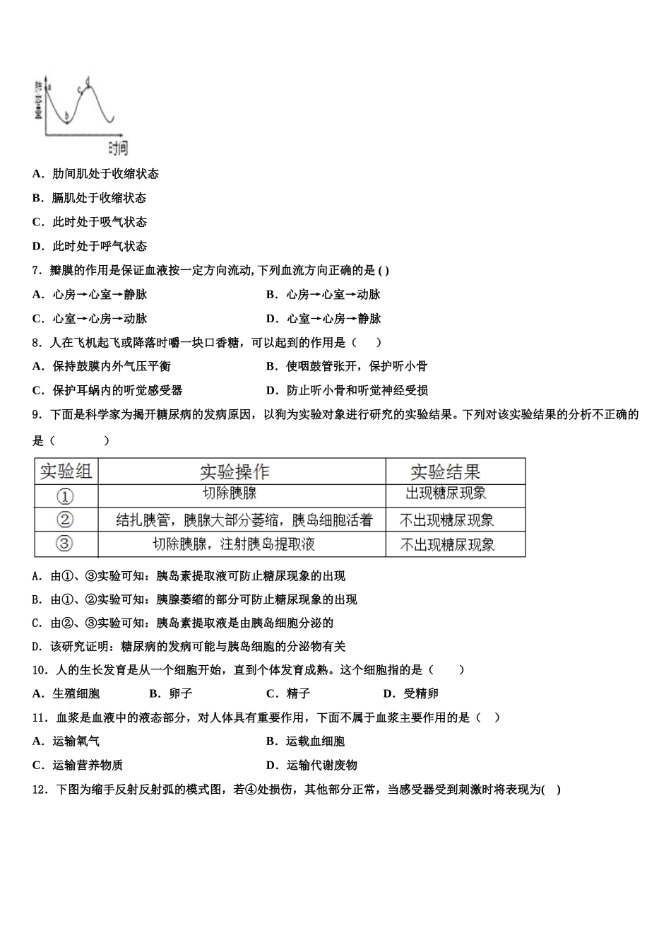 天津市南开区翔宇学校2024-2025学年生物七下期末学业水平测试模拟试题含解析_第2页