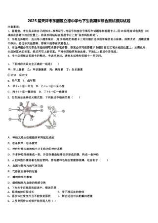 2025届天津市东丽区立德中学七下生物期末综合测试模拟试题含解析