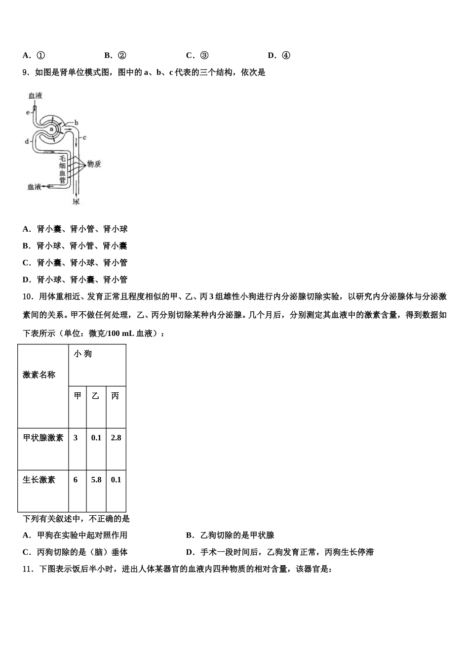 天津市滨海新区大港油田第一中学2024-2025学年生物七下期末学业质量监测模拟试题含解析_第2页